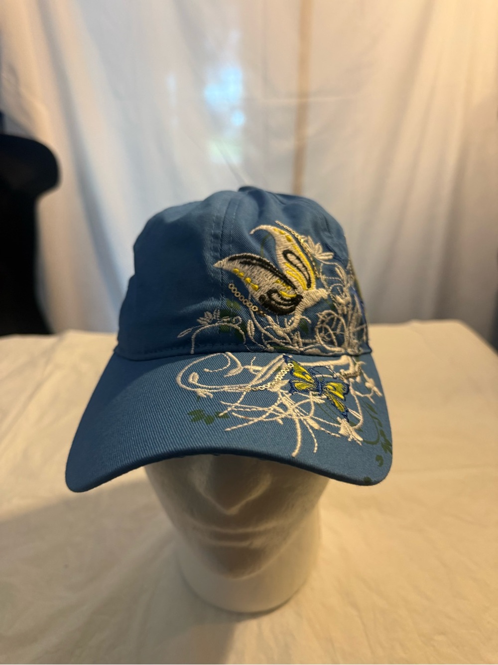 Blue Embroidered Butterfly Baseball Cap - Men